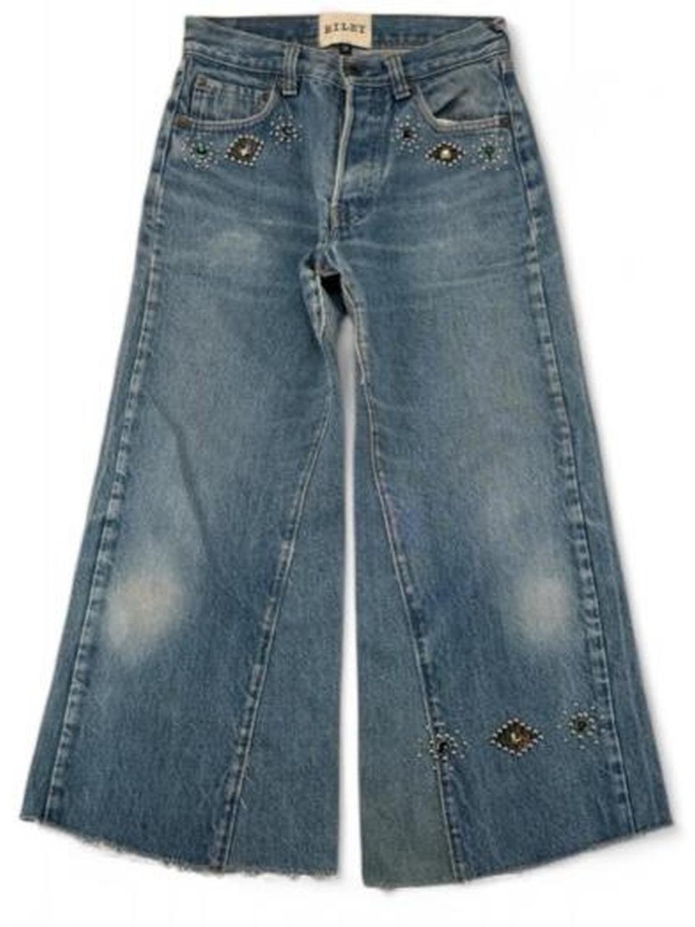 Riley upcycled vintage Levi’s culotte wide leg jeans studded embellishments